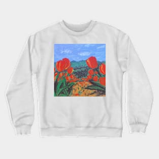 Red Tulips of the Valley Crewneck Sweatshirt